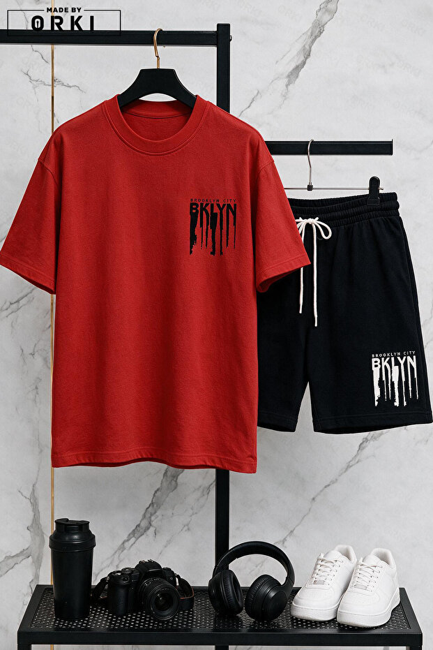 Bklyn Printed Cotton Fabric Men's T-Shirt-Shorts Set