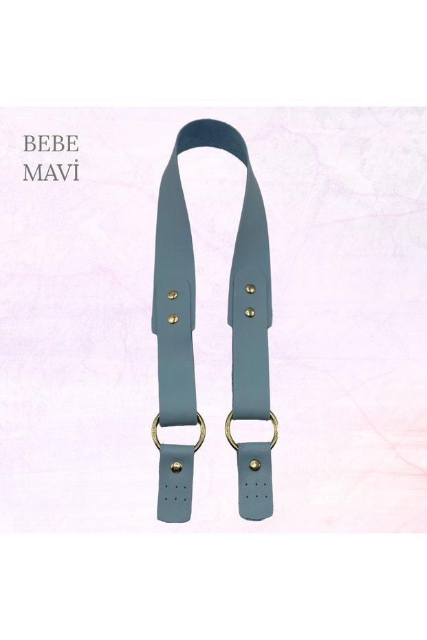 Rivet Bag Handle Faux Leather 74 cm Baby Blue