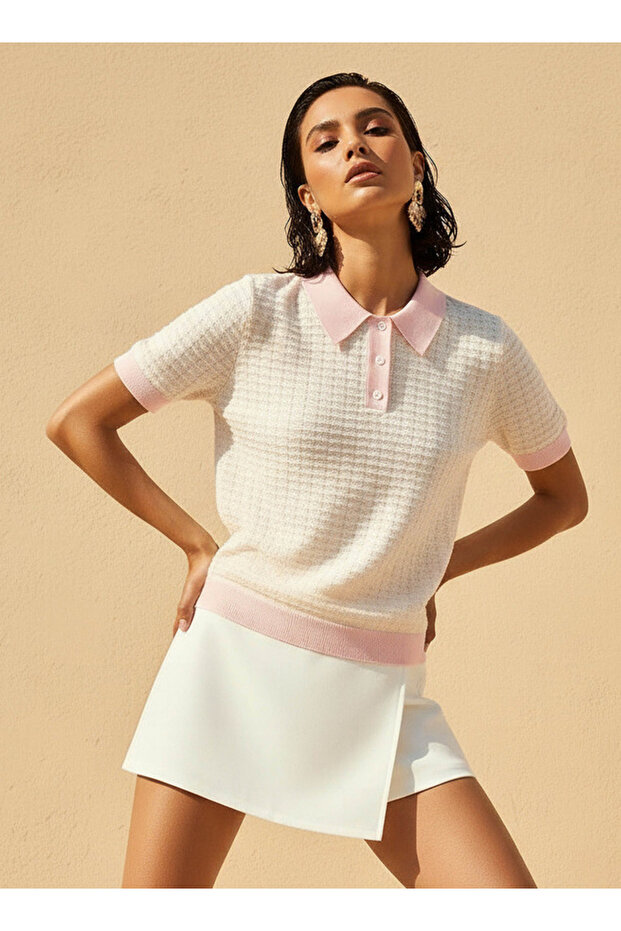 SHORTS SLEEVE KNIT TOP