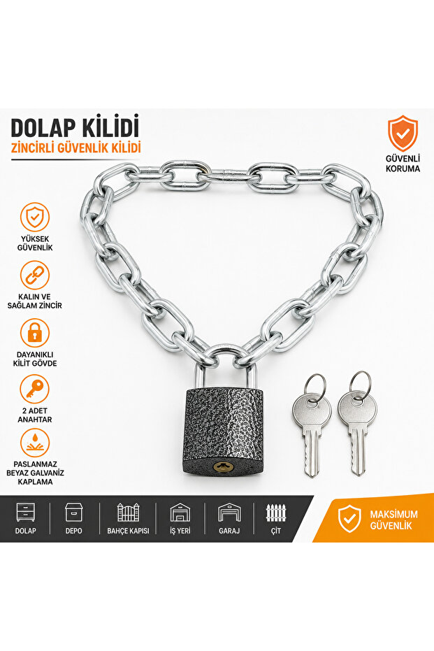 Padlock for Dormitory Cabinet Chain Padlock for Gym Locker 25mm Gray Padlock 3mm 30cm Chain