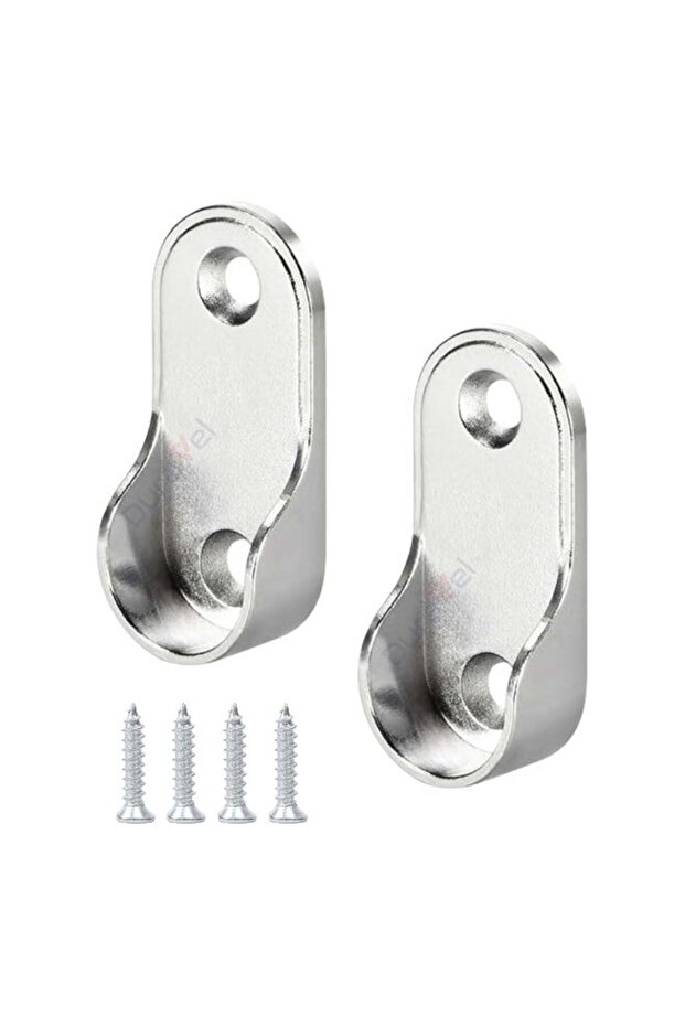 Oval Closet Rod End Flange Bracket, Wardrobe Hanger Pipe Fitting Oval Type, Wardrobe Tube Support Bracket with Screws (Pack Of 2)