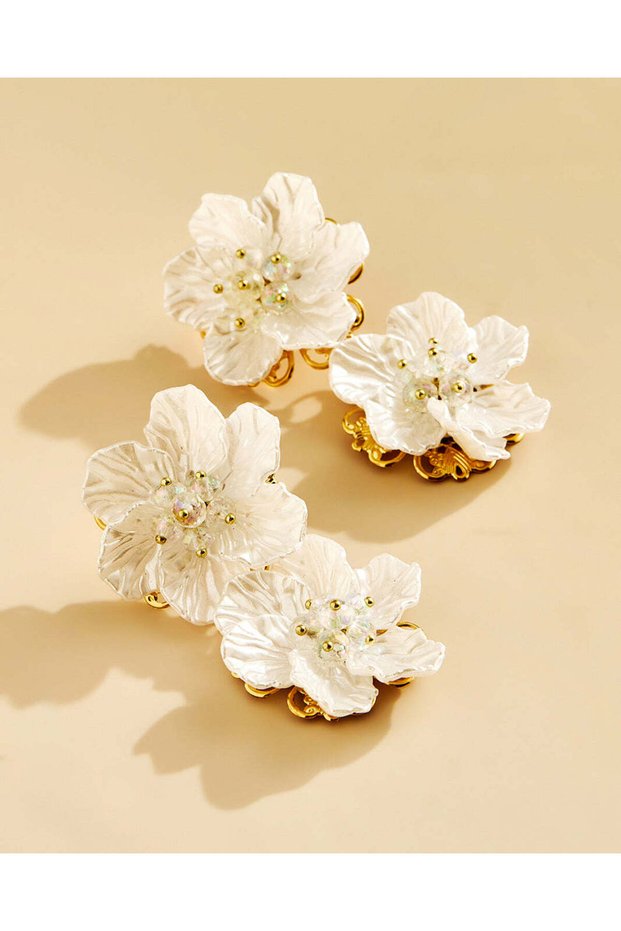 Women Gold Floral Earrings