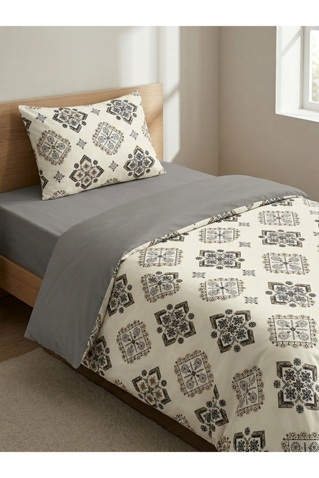 Single Size Double-Sided 120X200 Elastic Sheet Bedding Set, 3 Pieces with Zipper