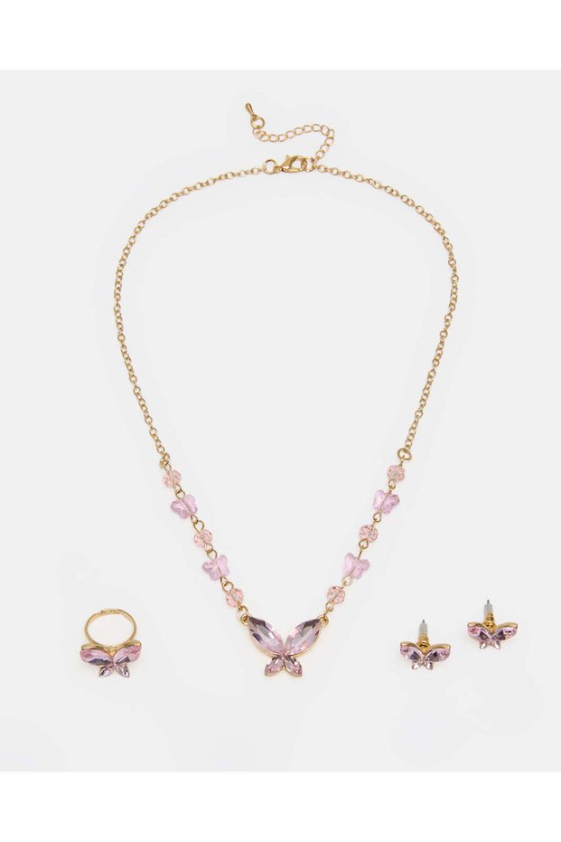 Girls Assorted Necklace Earrings And Ring Set 3 Pieces