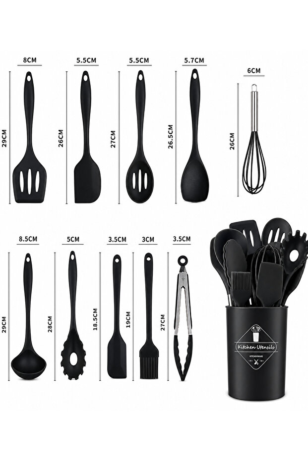 10Pcs Silicone Cooking Tools Set Non-Stick Durable Kitchen Utensils Set Spatula Soup Spoon Shovel Oil Brush with Storage Box