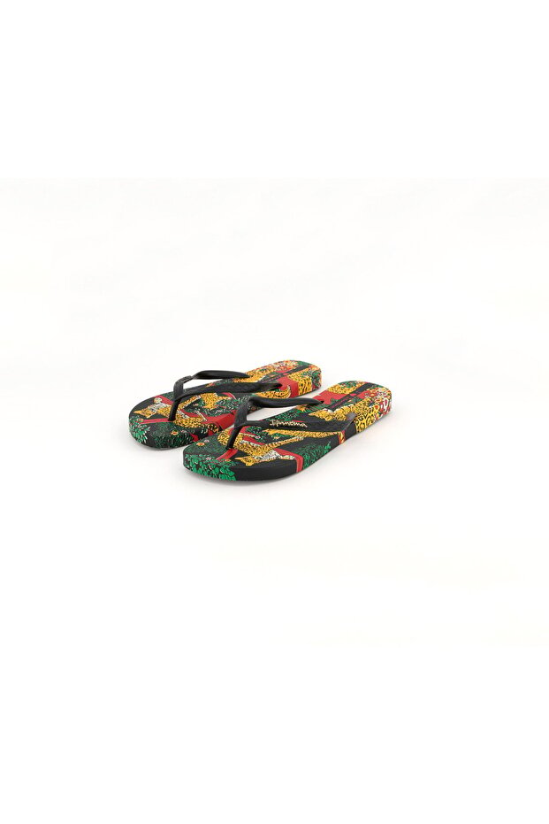Womens Cheetah Graphic Slippers, Black and Yellow Combo