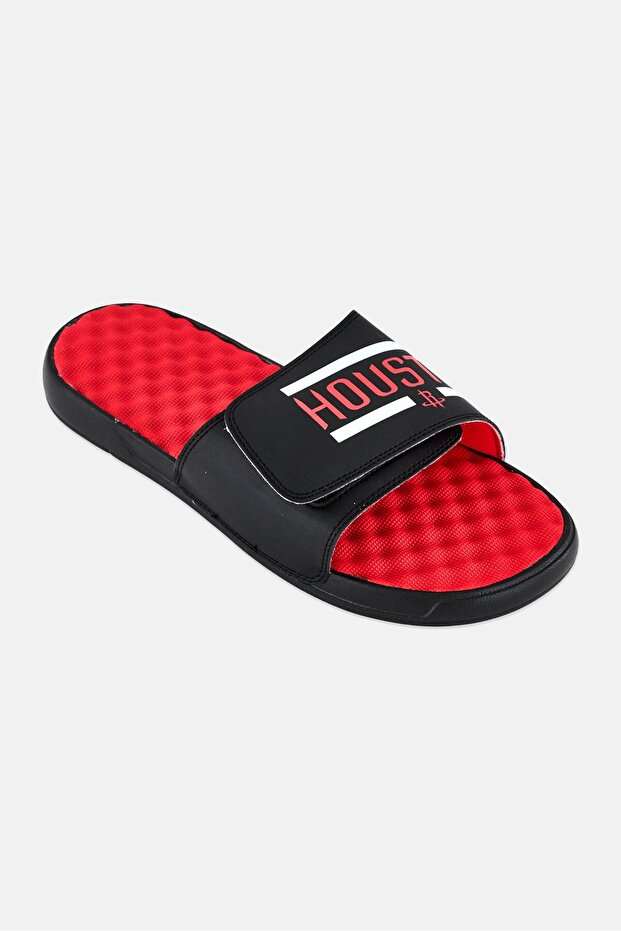 Men Houston Rockets Bar Slip On Slides, Black