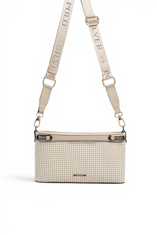 Sand - Sand Beige Houndstooth Plaid Women's Crossbody Bag Sp1288