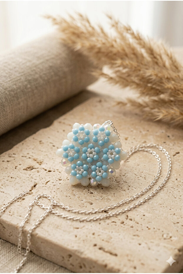 Handmade Crystal Beaded Çevşen Special Design Necklace