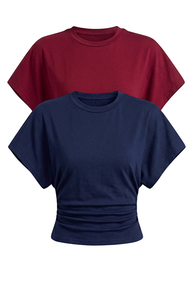 Women's Bat Sleeve Blouse Cotton 2-Piece Blouse