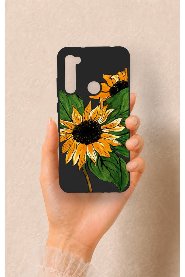 Redmi Note 8 Compatible Sunflower Patterned Silicone Case