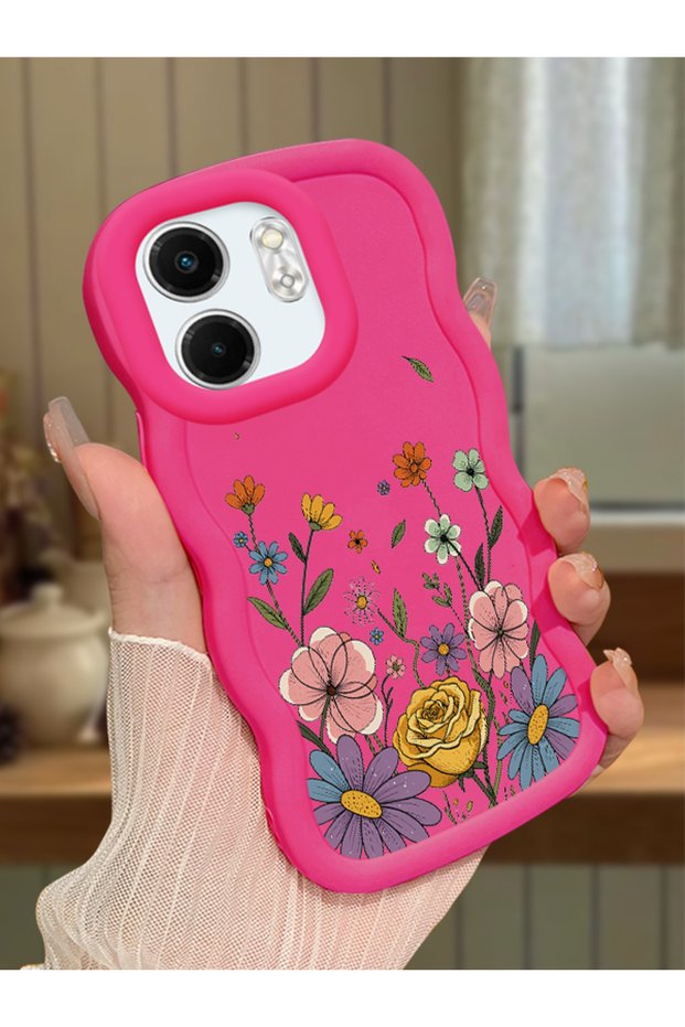 Infinix Smart 9 Compatible Case Camera Protector Red Silicone Couple Phone Case Cover Floral Pattern