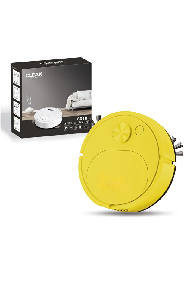 yellow NEW USB Sweeping Robot Vacuum Cleaner Mopping 3 In 1 Smart Wireless 1500Pa Dragging Cleaning