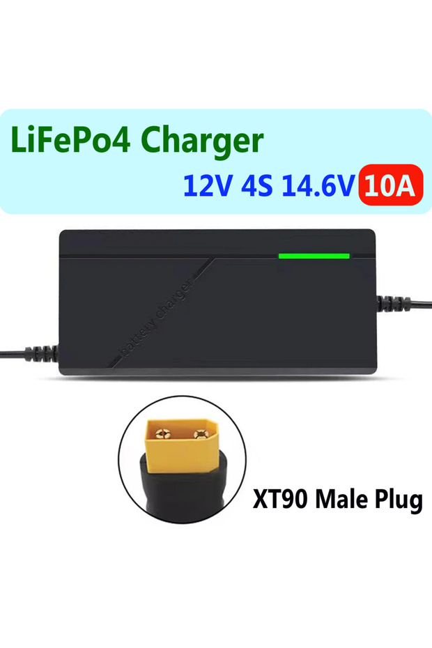 EU Plug 14.6V 10A XT90 Plug Lifepo4 Charger 12V 4S 14.6V 10A With Alligator Clip/XT60/XT90 for LFP B