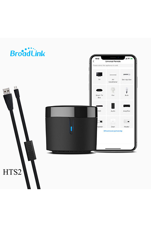 جهاز تحكم عن بعد بالأشعة تحت الحمراء RM4 MINI/HTS2 من Broadlink RM4 MINI/HTS2 لتكييف الهواء وجهاز فك التشفير ودرجة الحرارة