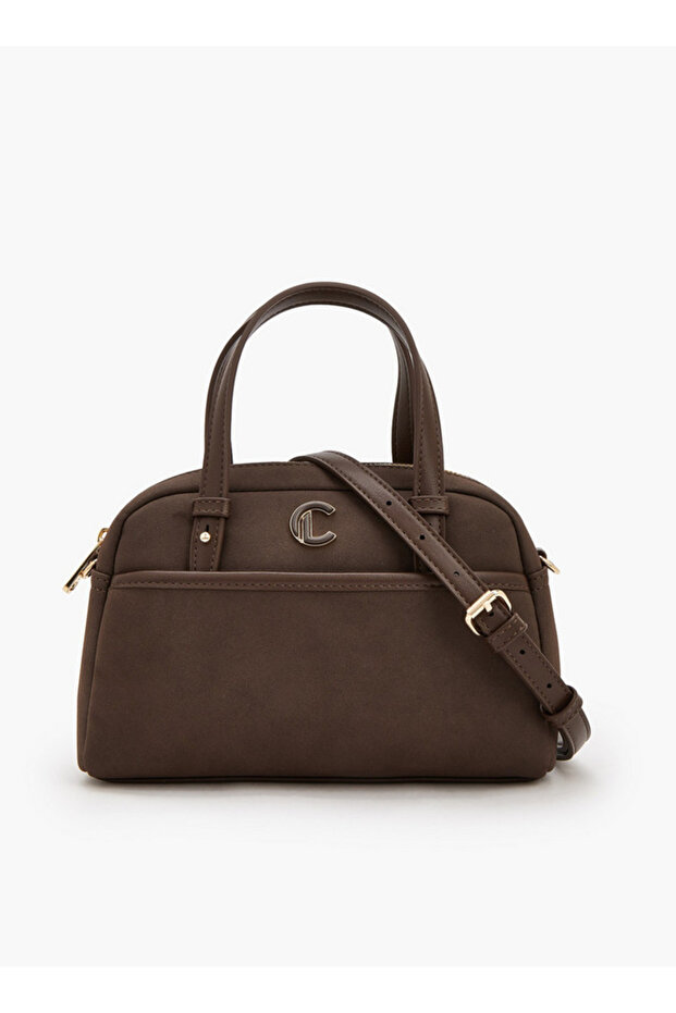 Solid Satchel Bag with Zip Closure