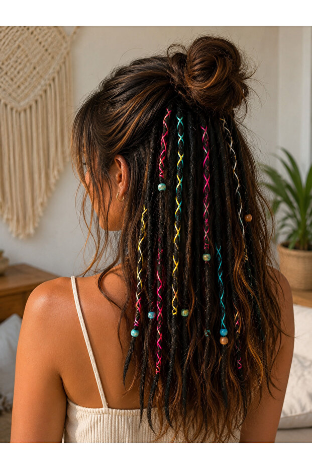 Pack of 20 Black Decorated Removable Rasta Hair Clips