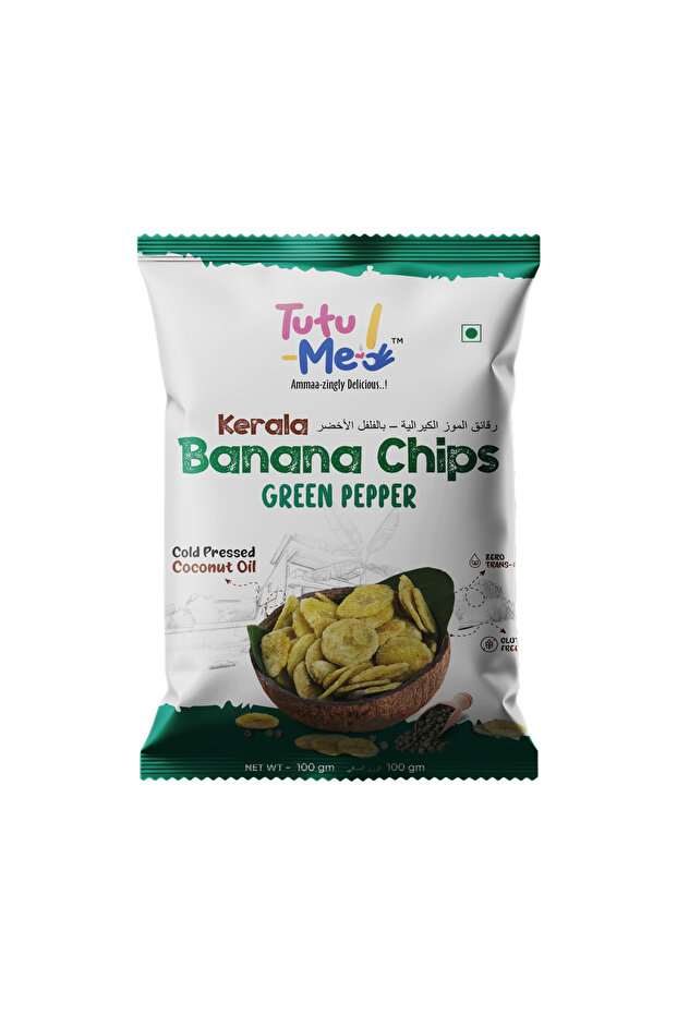 TUTU ME Kerala Banana Chips- Green Pepper | 100 g