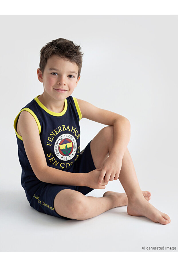 Fenerbahçe printed boys' pajama set with shorts
