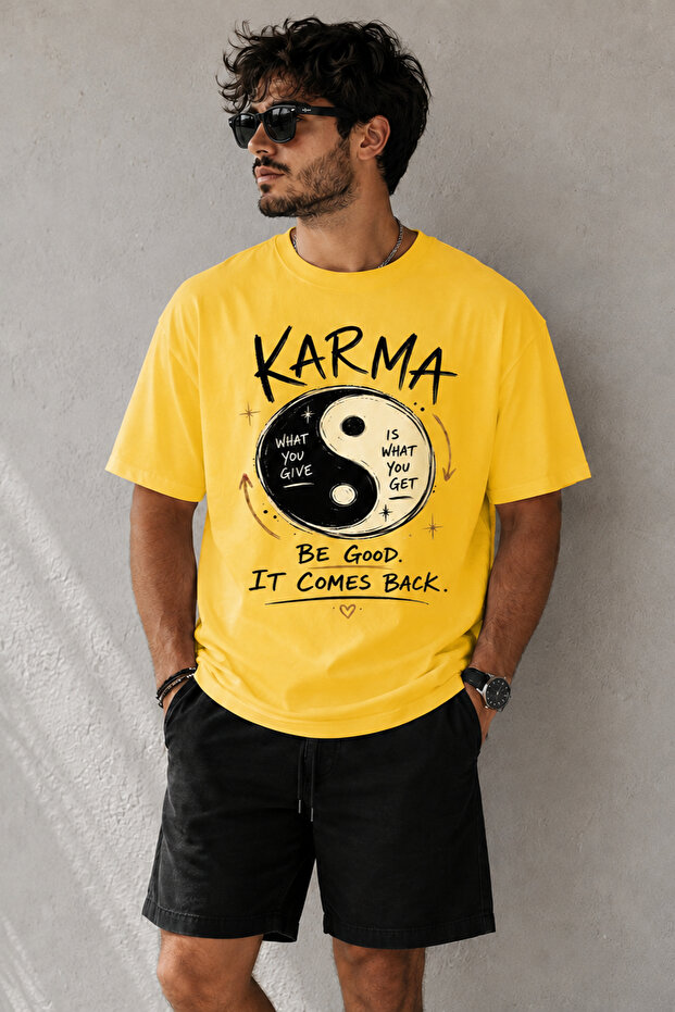 Mixed Text Printed Crew Neck Casual Unisex Oversize T-Shirt - Cotton Casual T-Shirt