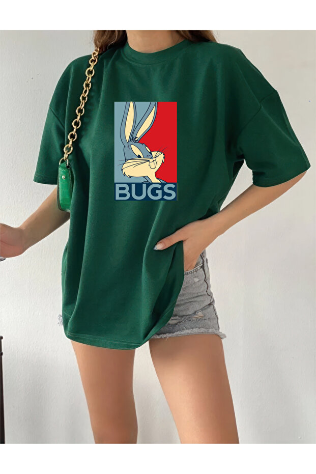 تي شيرت مطبوع بتصميم BUGS BUNNY مقاس كبير