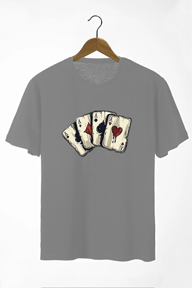 Azurco Oversize Playing Card Printed Black Dark T-shirt