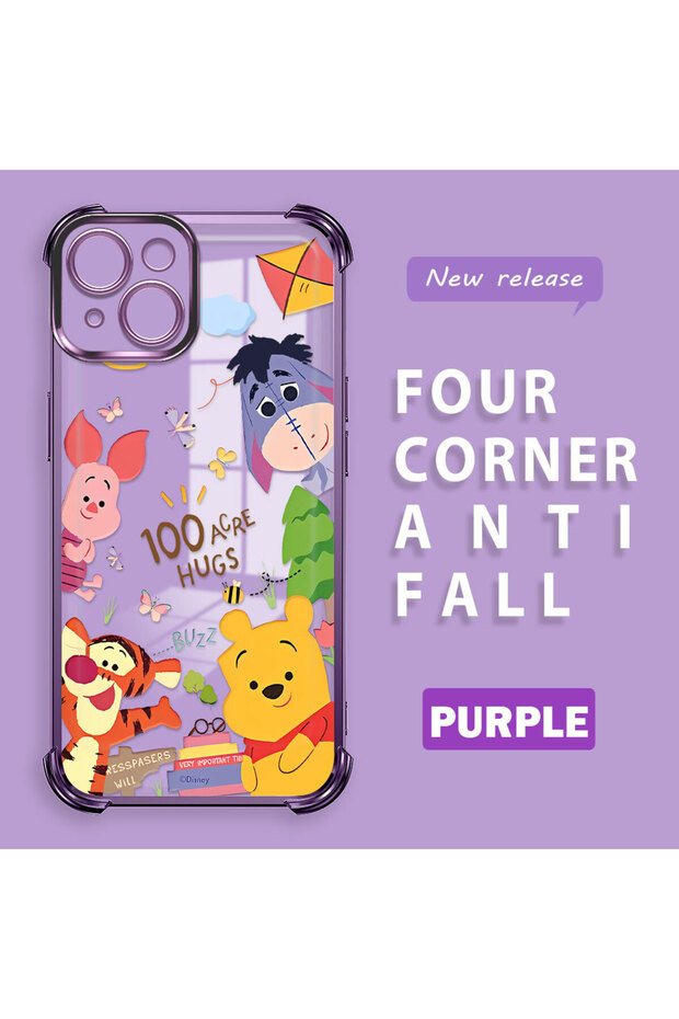 iPhone 14 Compatible Transparent Back Panel Four-Corner Reinforced Impact Protection Glossy Edge Silicone Case