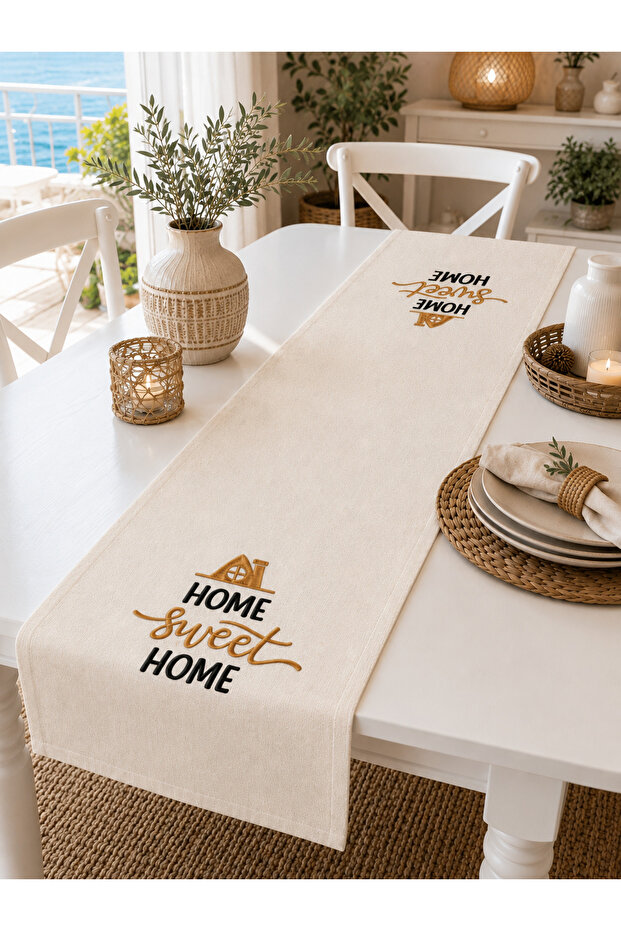 سجادة Runner Home Sweet Home ثلاثية الأبعاد مطبوعة رقميًا ومطرزة 40x140 مقاومة للبقع
