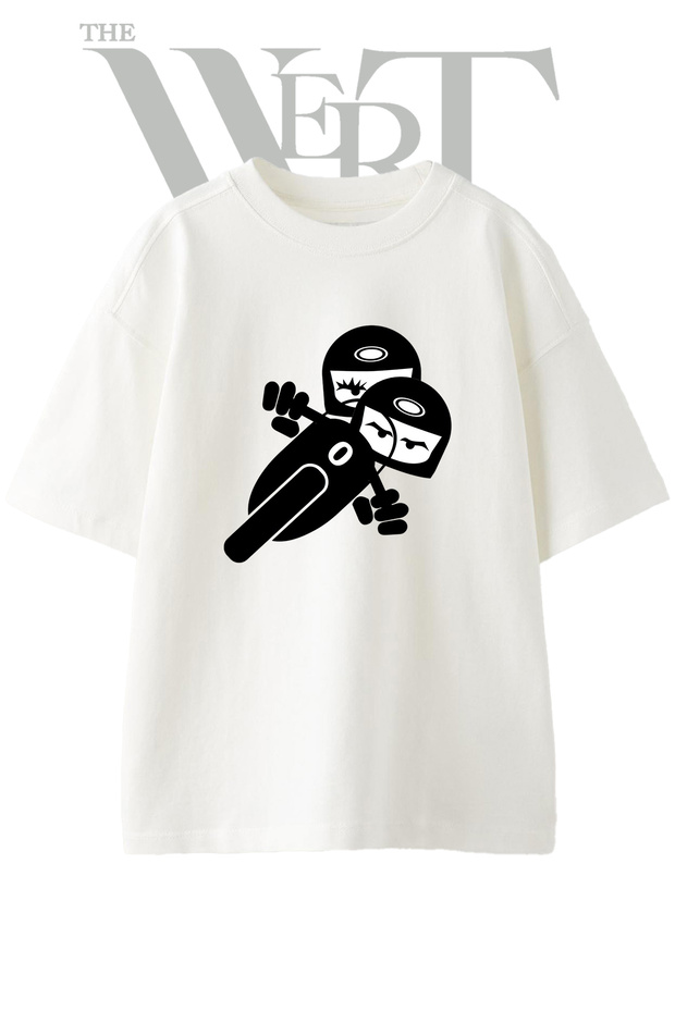 Motorcyclist Couple Design Printed Unisex White Oversize T-Shirt