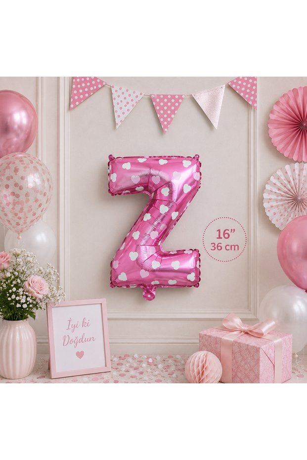 16 Inch 36 cm Polka Dot Pink Z Letter Foil Balloon Birthday Name Lettering Party Decoration