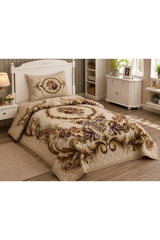 Classic Tapestry Woven Single Bedspread 1 Piece 180 X 260 Bedspread + 1 Piece 50X70 Pillowcase