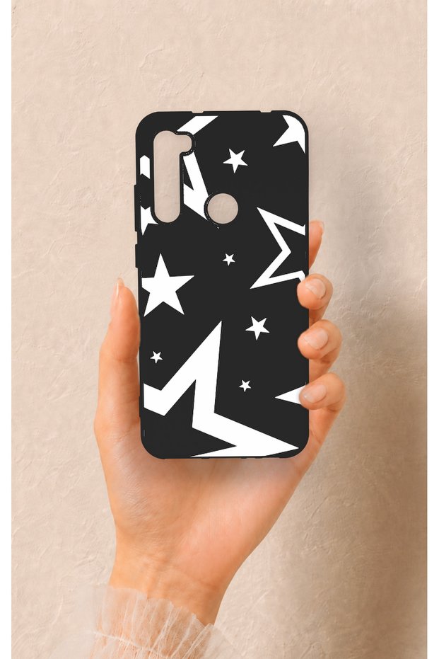 Redmi Note 8 Compatible Black Mega Star Patterned Silicone Case