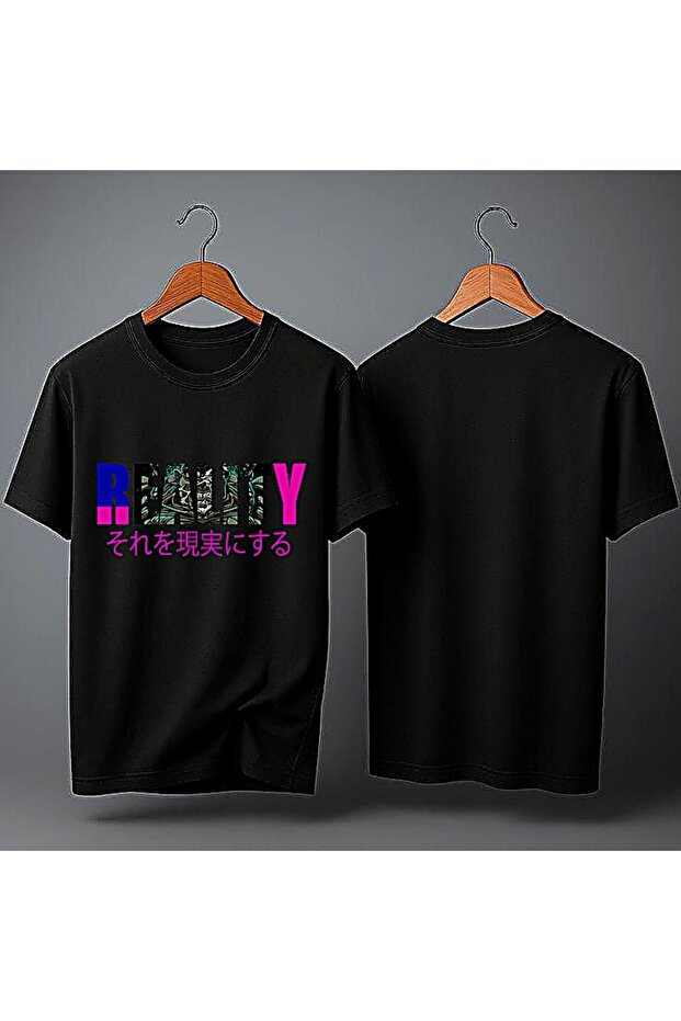 Reality Baski Magenta Black Printed Tshirt