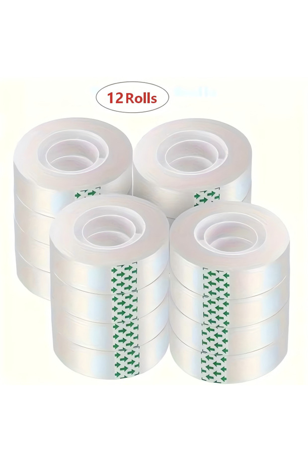 1 Pack-12 Rolls YITAPE 6 Rolls Clear Transparent Tape 1.8cm*28M Super Strong Adhesive Packaging Tape