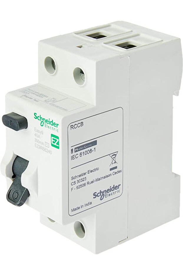 Schneider Electric 2 Poles 40A 300 mA 230V Easy9 Residual Current Circuit Breaker, White