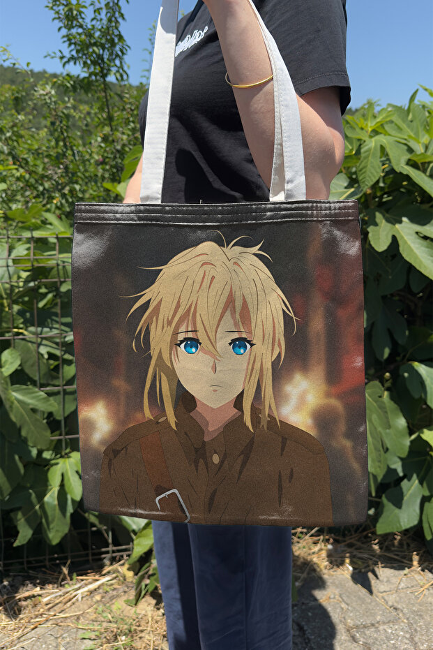 Violet Evergarden V5 Summer and Winter Double-Sided Canvas Print Tote Bag Anime Bag