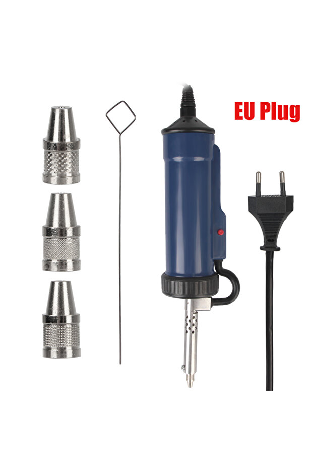 EU Blue Tin Sucker Vacuum with 3 Suction Nozzle EU/US Plug Soldering Remove Pump Electric Solder ADT