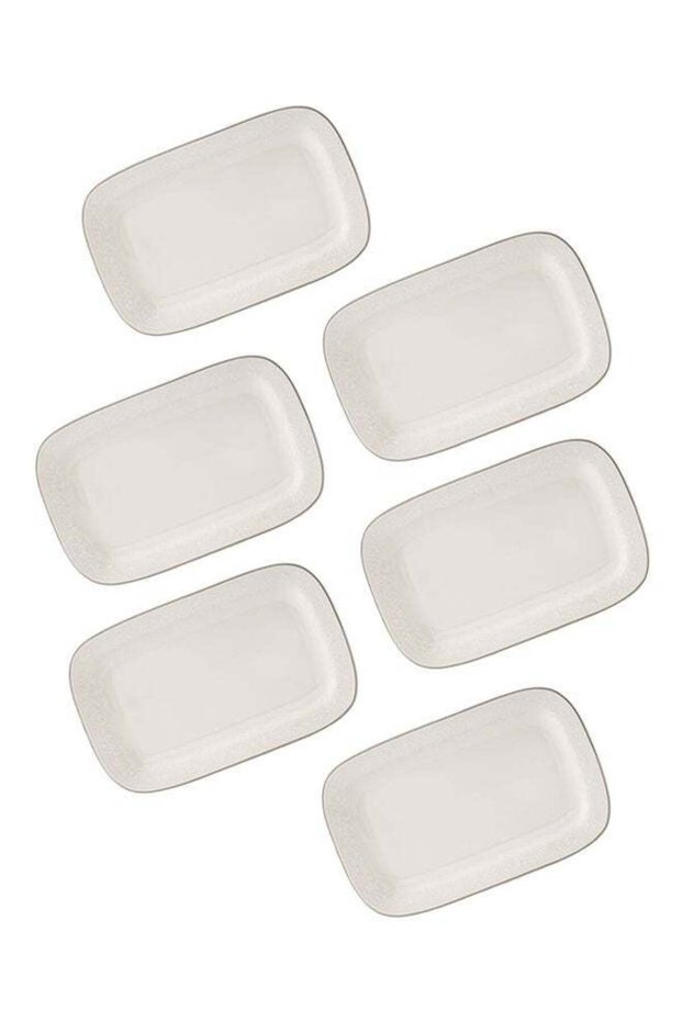 6-Piece Porcelain Rectangular Dish Set White 10 inch