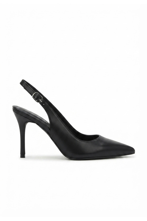 Kentay Black Pointed Toe Thin Heeled Shoes 9 cm