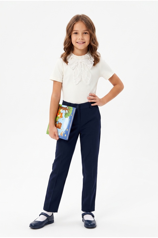 Girl's Collar Ribbon Transition School T-Shirt