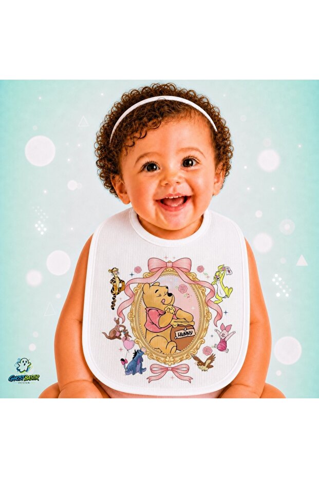 Winnie the Pooh Linen Baby Bib – Soft, Absorbent, Washable, Special Design P204
