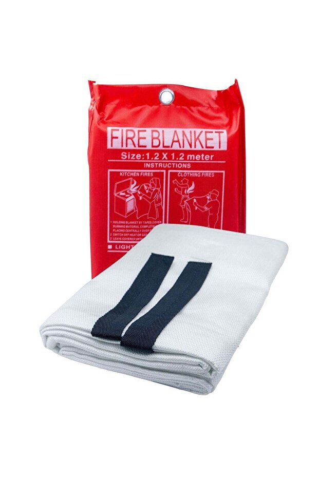 Emergency Fire Blanket, Fiberglass Fire Suppression Fireproof Blanket with Double-Sided Silicone Coating for Home, Kitchen, Fireplace, Grill, Car, Office, Warehouse (WHITE, 1.2 X 1.2 METER)