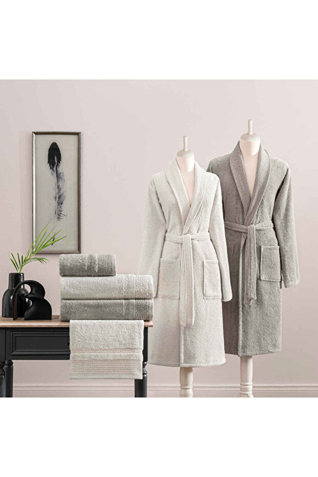 Ronny Pure Cotton Cotton 6-Piece M/L Family Set Beige-Stone