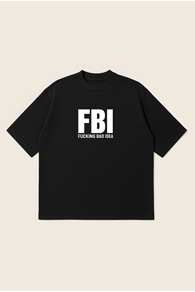 Fbi Printed Oversize Boxy Cut Unisex 100% Cotton Tshirt | Streetwear