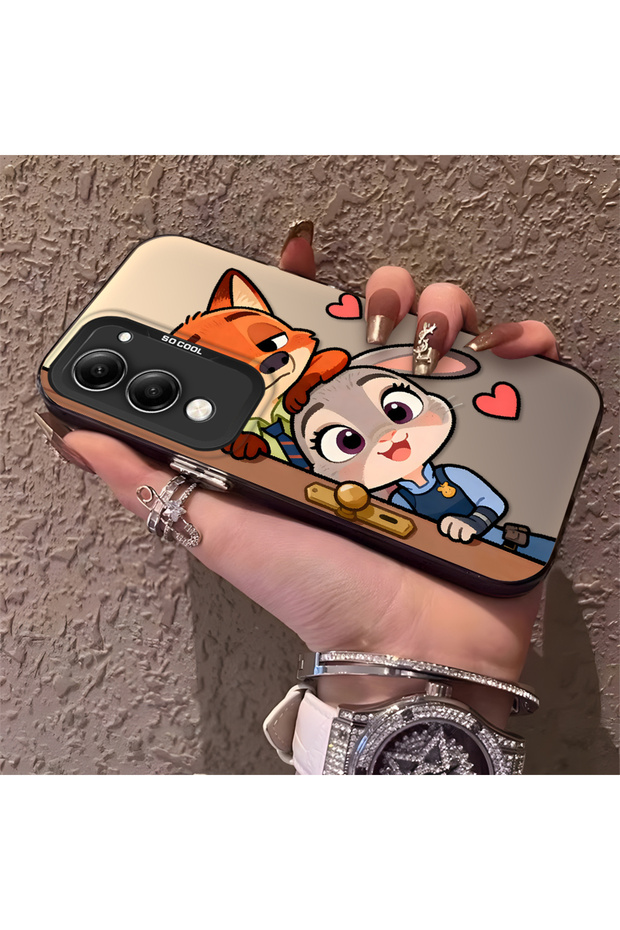 Vivo Y04 Compatible High Quality Cartoon Fox and Rabbit Couple Printed Case
