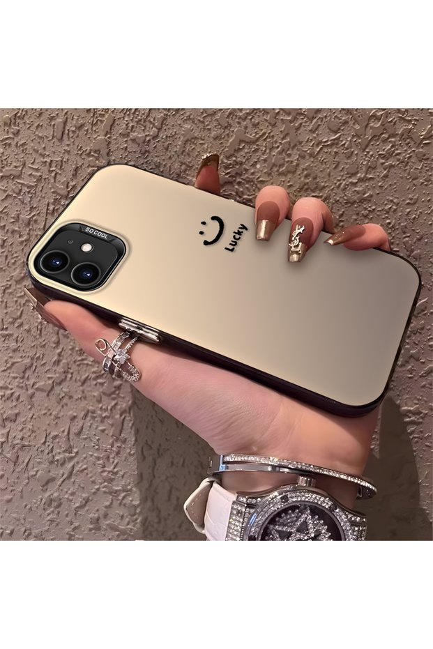 iPhone 12 Mini Compatible Plain Written Smiley Face Case, Ins Style Relaxing Stylish Finish