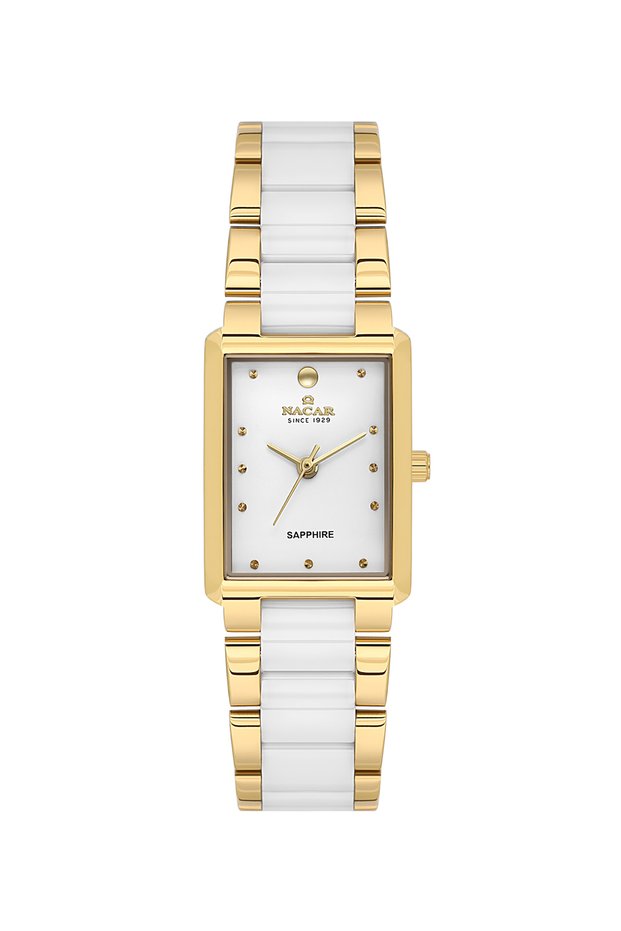 Safir glass classic gold - white women's watch nc45-3925002-dwms