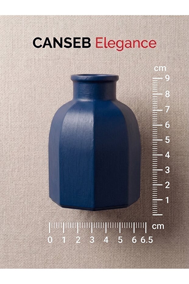 9X6.5Cm - Navy Blue - Octagonal Mini Vase - Hand-Painted Craftsmanship - 9cm Mini Vase