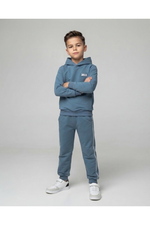 Boys' Seasonal 2-Piece Hooded Sweatshirt and Sweatpants Set with 2 Straps, Ages 6-7-8-9-10
