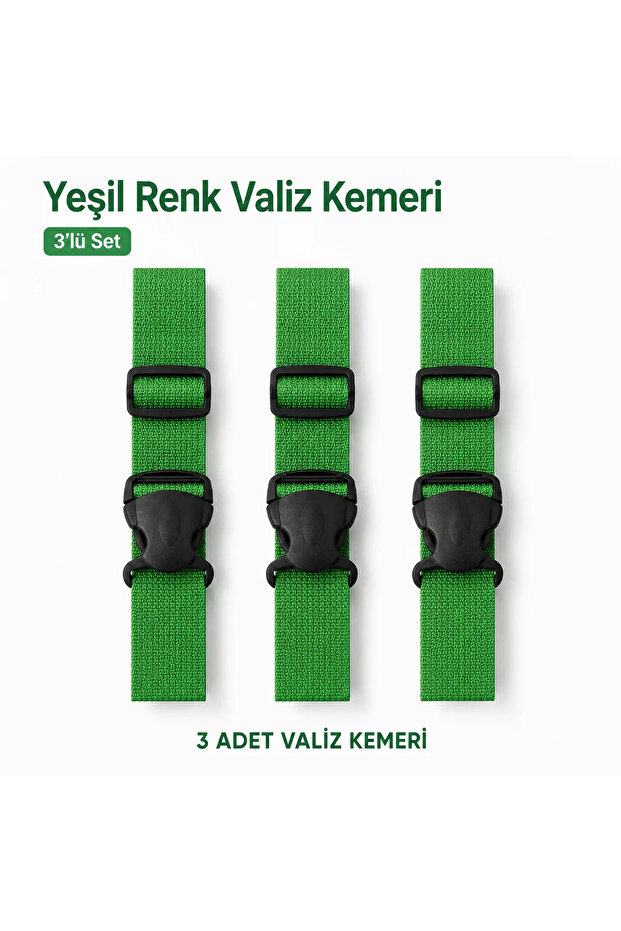 Luggage Belt and Suitcase Belt * 3 Pieces * Green